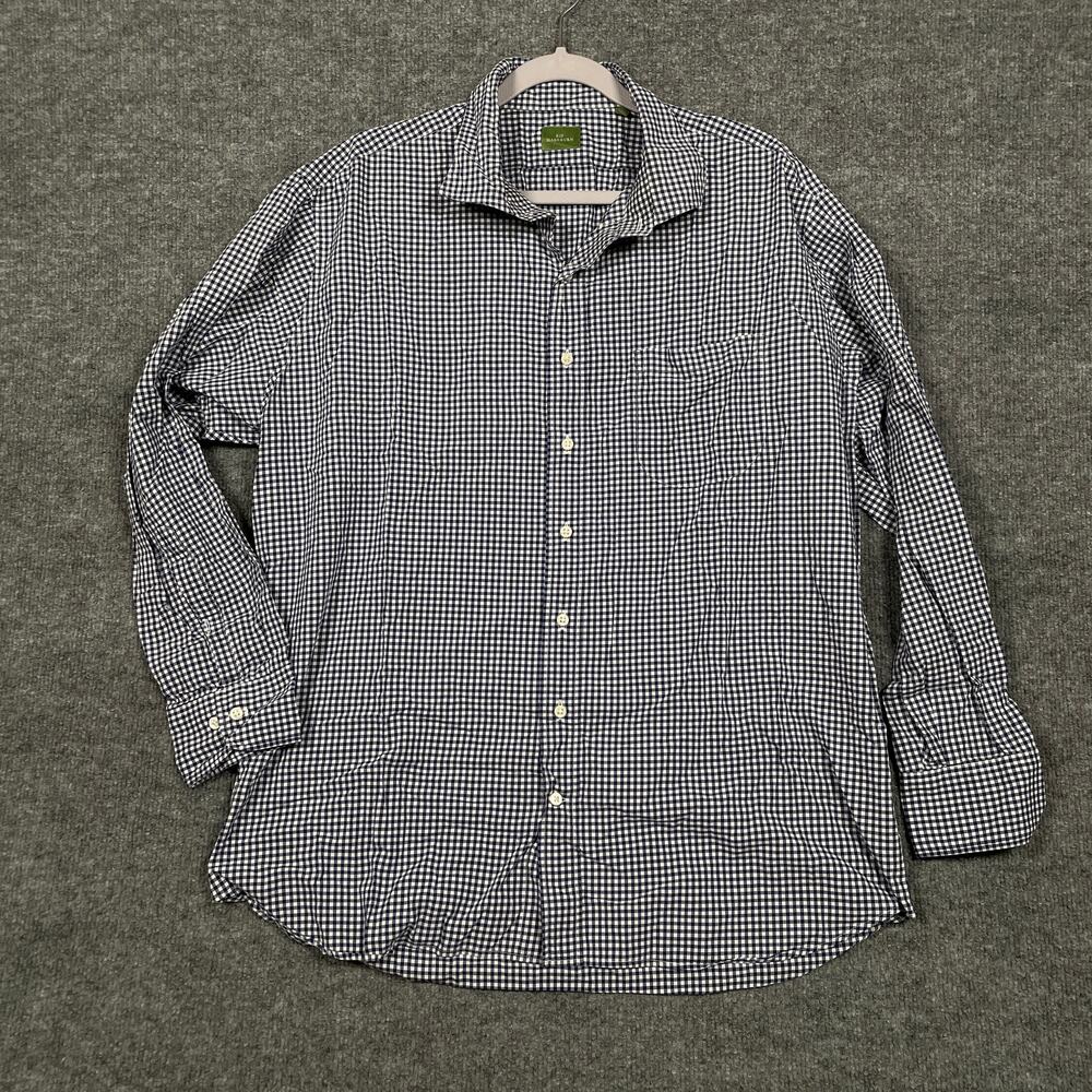 Sid Mashburn Navy and White Checkered Casual Button Down Shirt